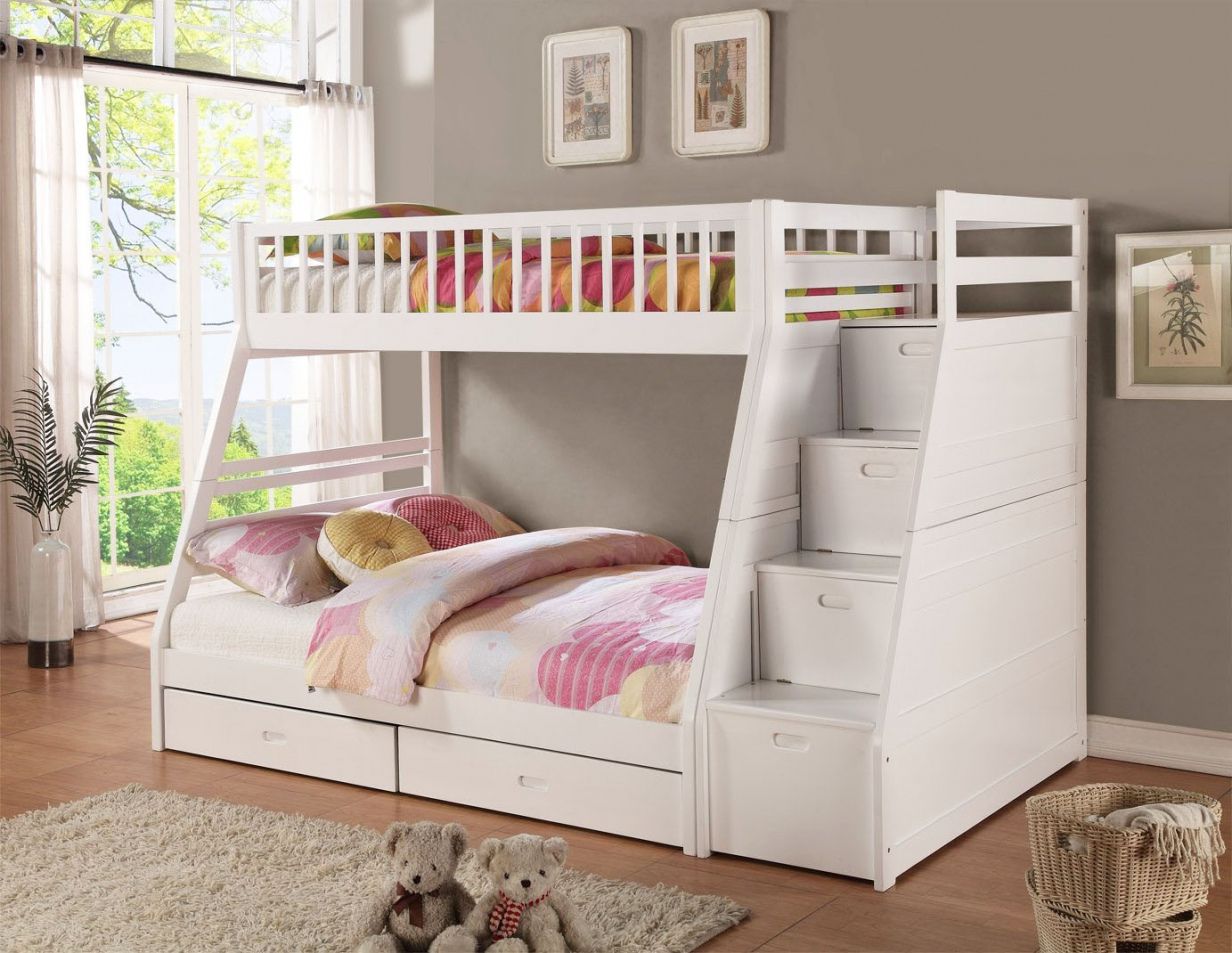 Luxury White Double Bunk Bed with Storage Stairs Check more at Luxury White Double Bunk Bed with Storage Stairs Check more at
