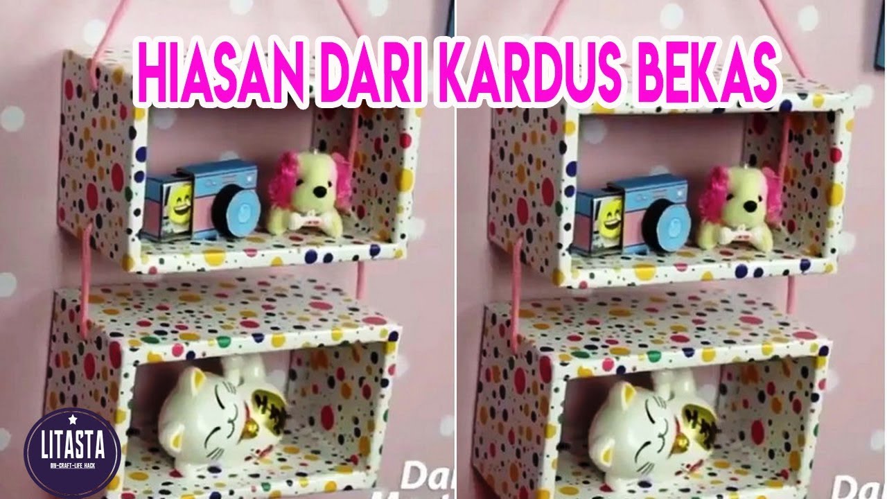 IDE KREATIF MEMBUAT RAK HIASAN DINDING KAMAR DARI KARDUS BEKAS  DIY HOME  DECOR