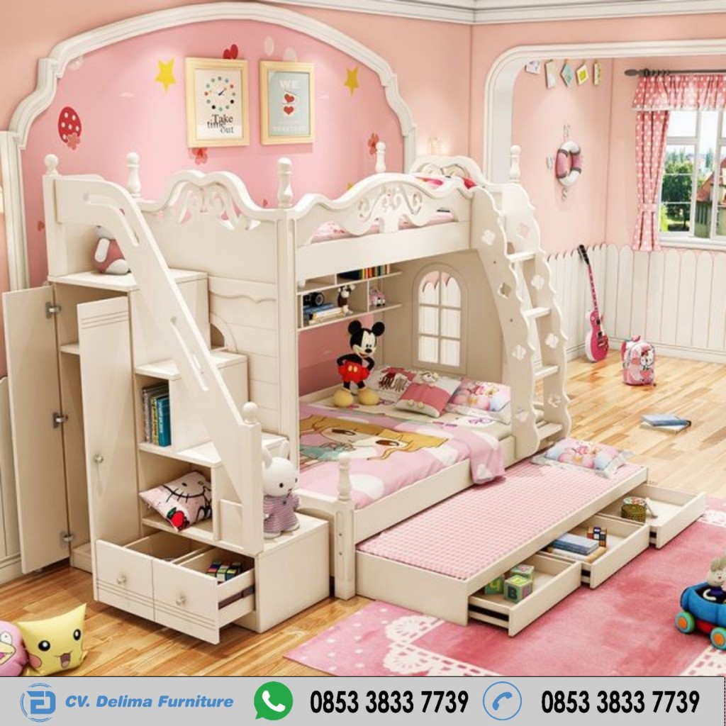 Tempat Tidur Tingkat Klasik Anak Perempuan delimafurniture.com Tempat Tidur Tingkat Klasik Anak Perempuan delimafurniture.com