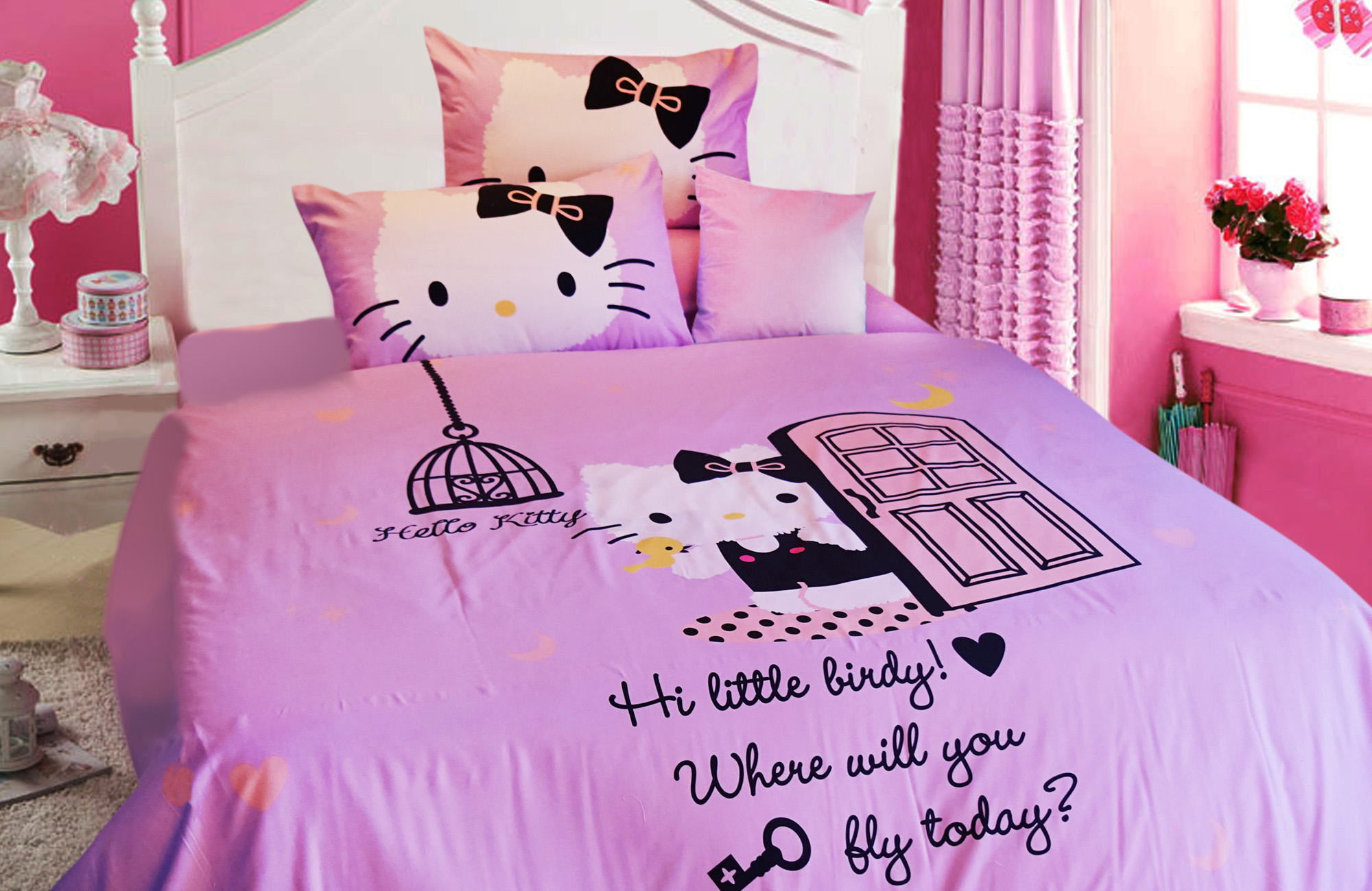 RISE Sprei HELLO KITTY ROMANTIC HOME PURPLE Micro Fiber 3TC RISE Sprei HELLO KITTY ROMANTIC HOME PURPLE Micro Fiber 3TC