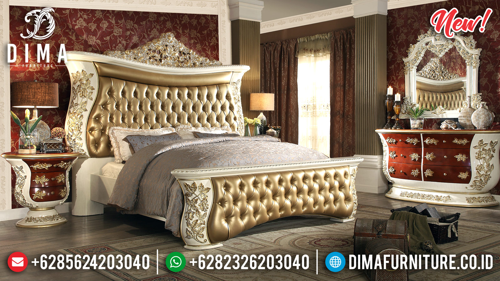 Model Tempat Tidur Mewah Ukiran Jepara Gold Ivory DF-4 Model Tempat Tidur Mewah Ukiran Jepara Gold Ivory DF-4